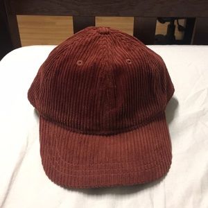 Madewell rust colored corduroy baseball cap